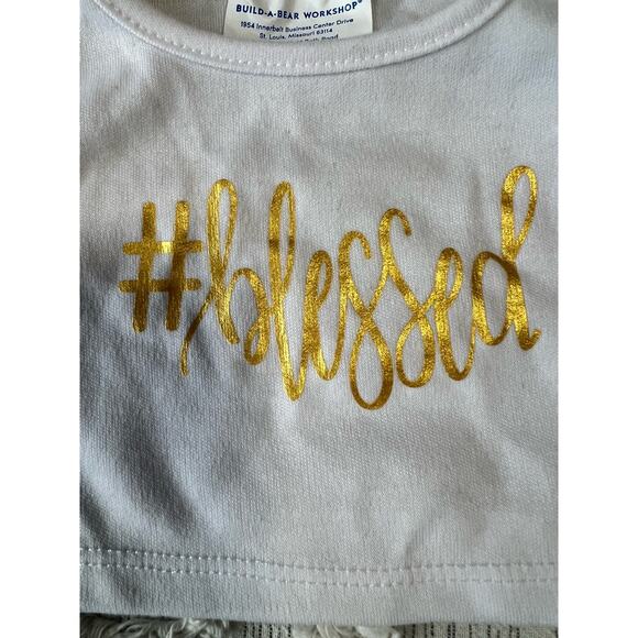 Build A Bear Workshop BABW Blessed T-Shirt w Glitter Red TuTu Skirt Christmas - Picture 3 of 12